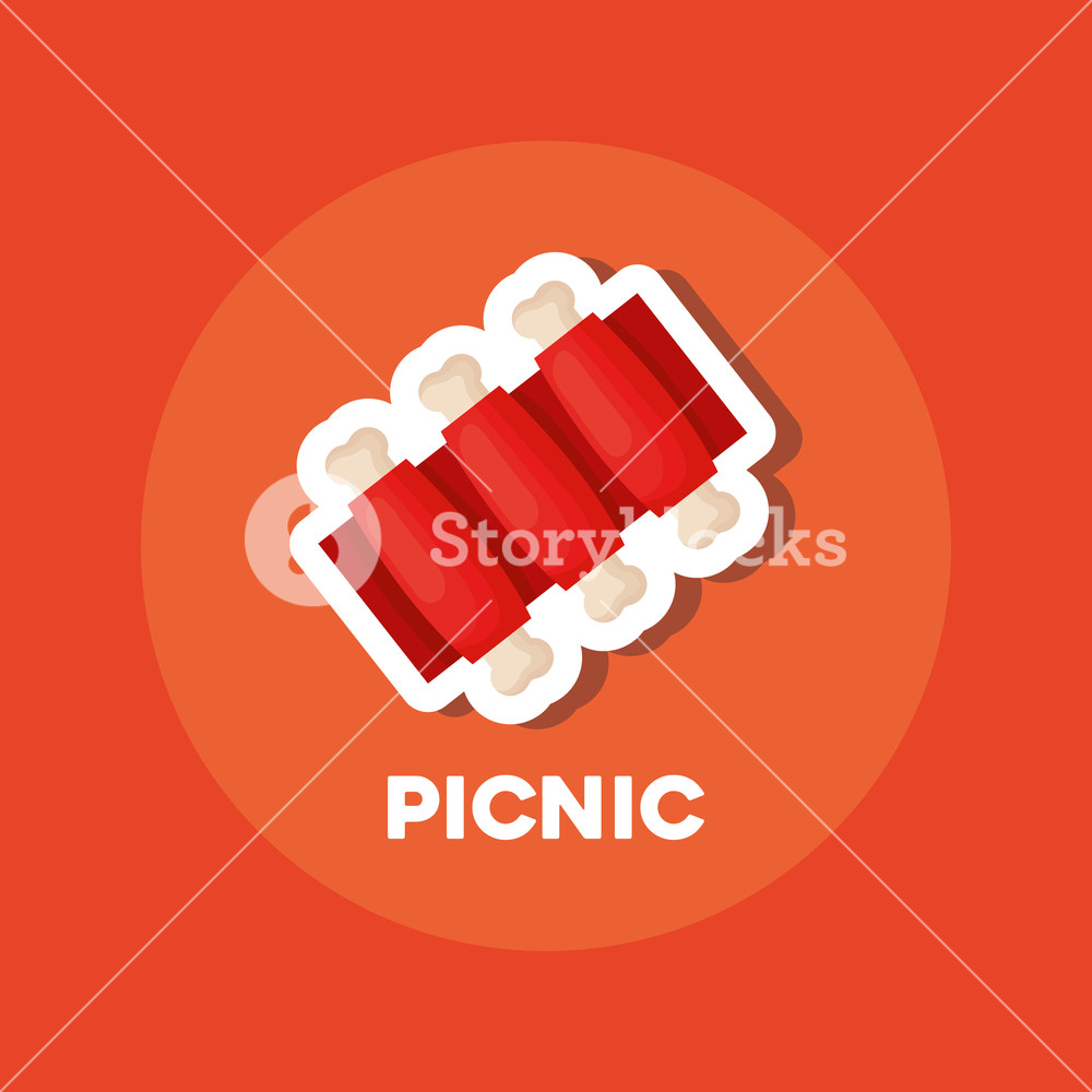 Picnic Food Design With Bbq Ribs Over Orange Background, Colorful 1000x1000 Picnic Food Design With Bbq Ribs Over Orange Background, Colorful