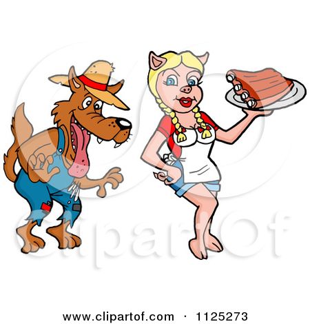 Cartoon Of A Drooling Hillbilly Wolf And Pig Waitress Serving Bbq 450x470 Cartoon Of A Drooling Hillbilly Wolf And Pig Waitress Serving Bbq