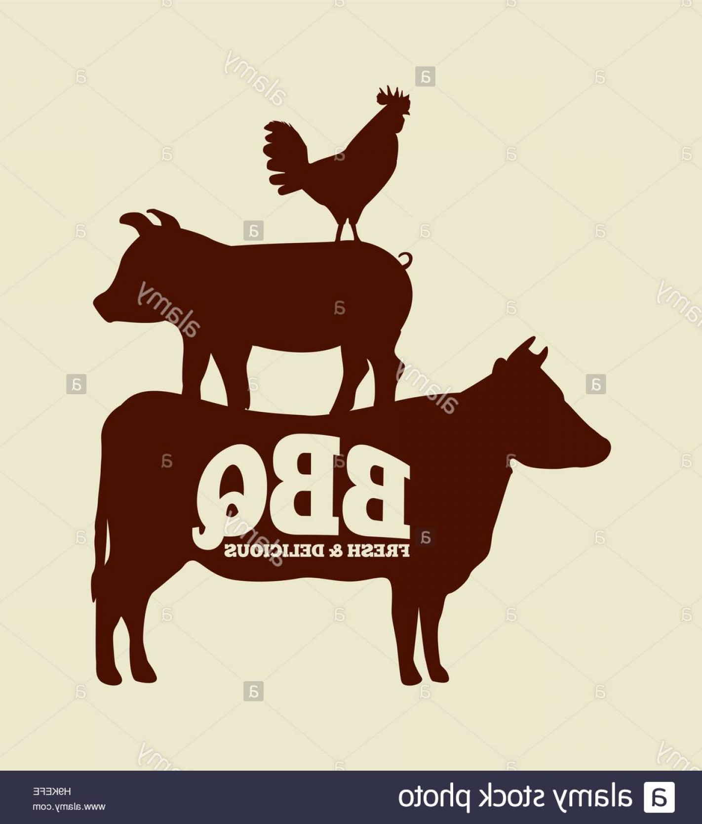 Stock Photo Silhouette Of Chicken Pig And Cow With Bbq Word Vector 1422x1668 Stock Photo Silhouette Of Chicken Pig And Cow With Bbq Word Vector