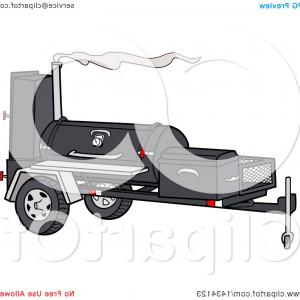 300x300 Black Outline Silhouette Offset Barbeque Smoker Trailer Catchsplace