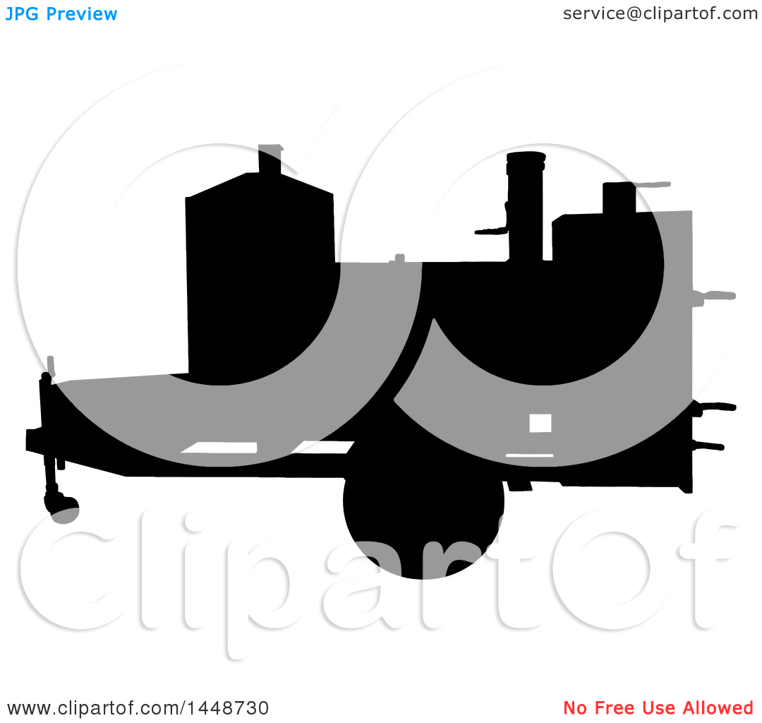 1080x1024 Clipart Of A Black Silhouetted Offset Barbeque Smoker Trailer