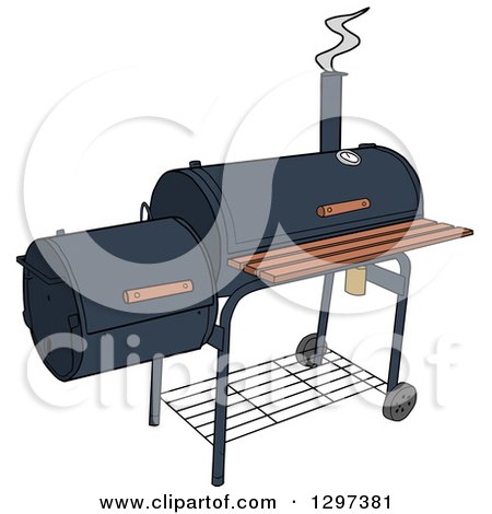 450x470 Clipart Of A Cartoon Blue Drum Bbq Smoker