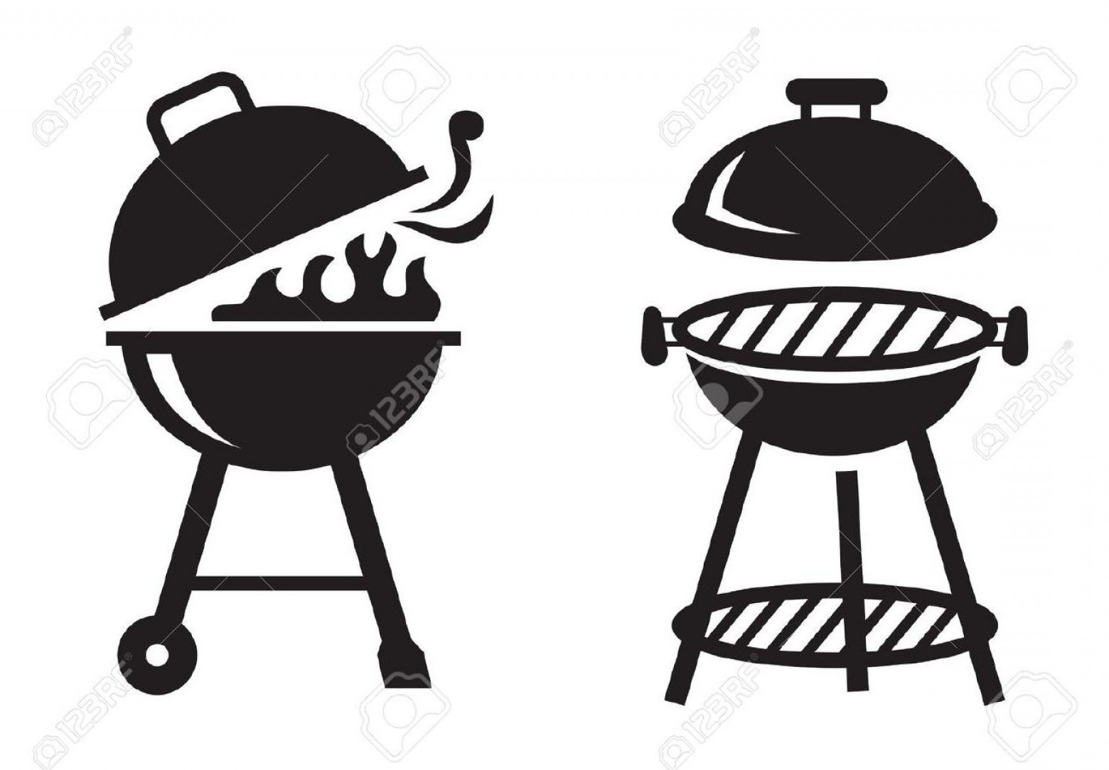 1560x1084 Top Vector Black Bbq Grill Icons On White Background Drawing