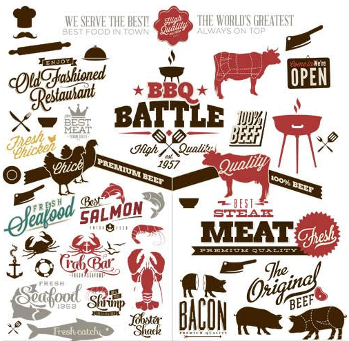 506x495 Bbq Labels Set Vector Free Download