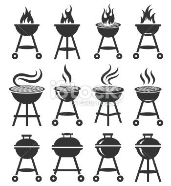 350x380 Summer Barbecue Black And White Royalty Free Vector Icon Set