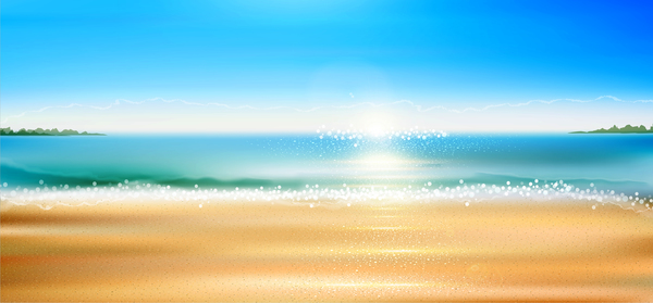 Sea With Beach Background Vector Free Download 600x279 Sea With Beach Background Vector Free Download