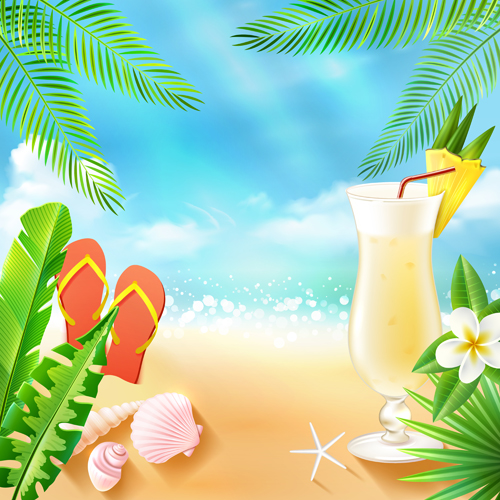 500x500 Summer Holiday Happy Beach Background Vector Free Download