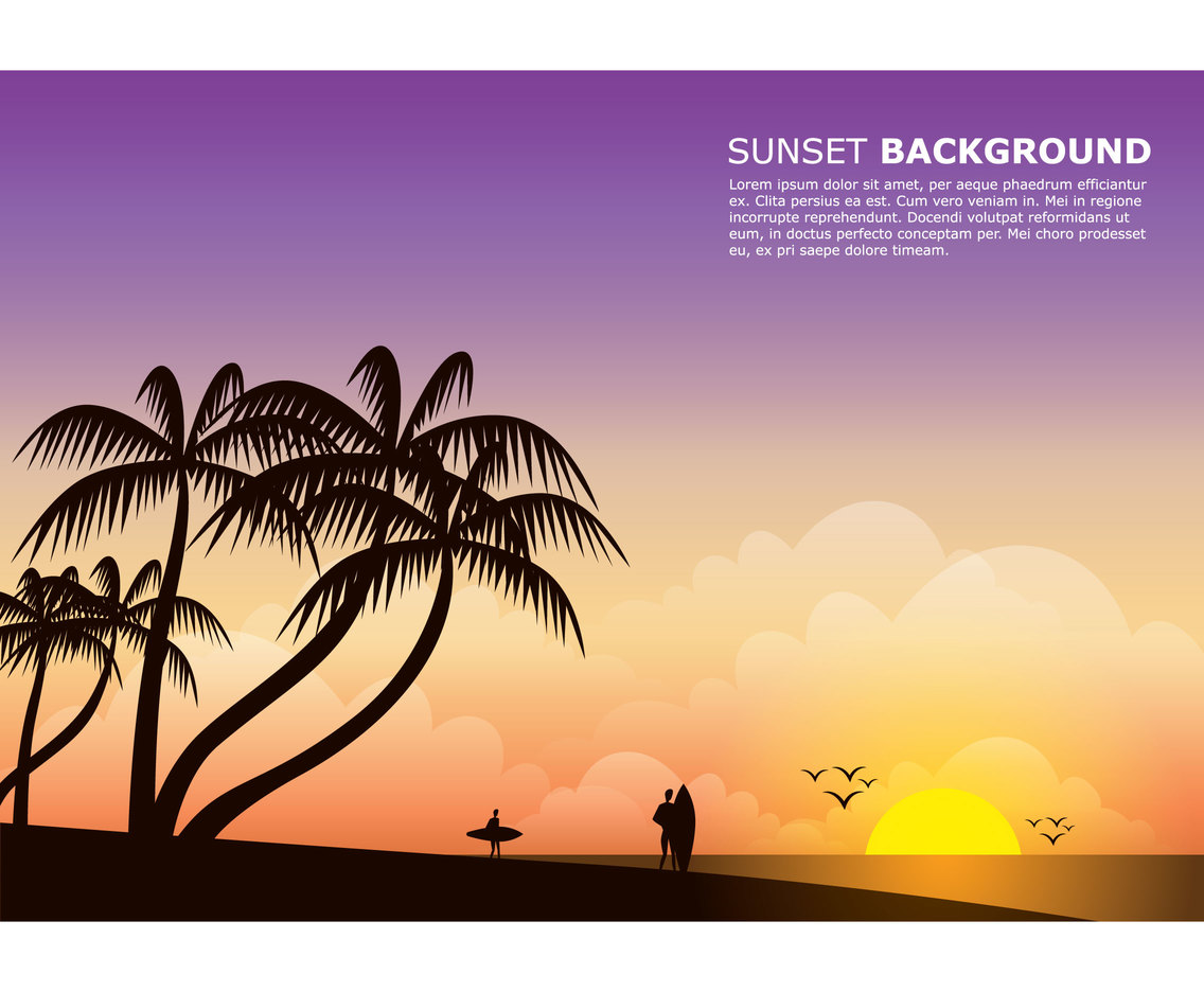 Sunset Beach Background Vector Art Graphics 1136x936 Sunset Beach Background Vector Art Graphics