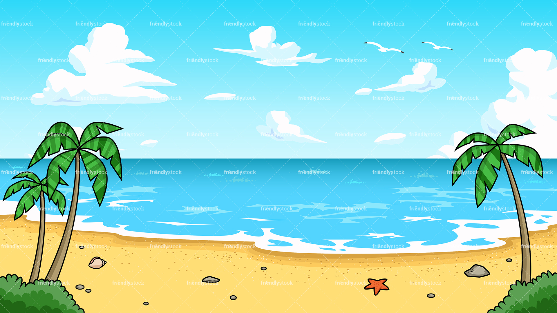 Tropical Beach Background Cartoon Clipart 1920x1080 Tropical Beach Background Cartoon Clipart