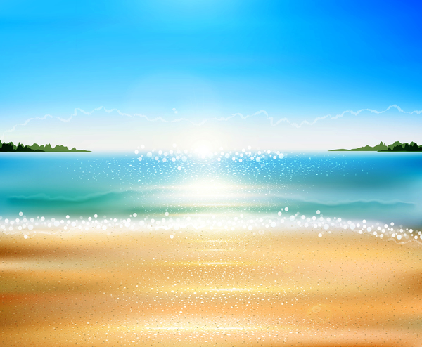 Vector Seascape With Beach, Sand, Sea Free Download 600x494 Vector Seascape With Beach, Sand, Sea Free Download