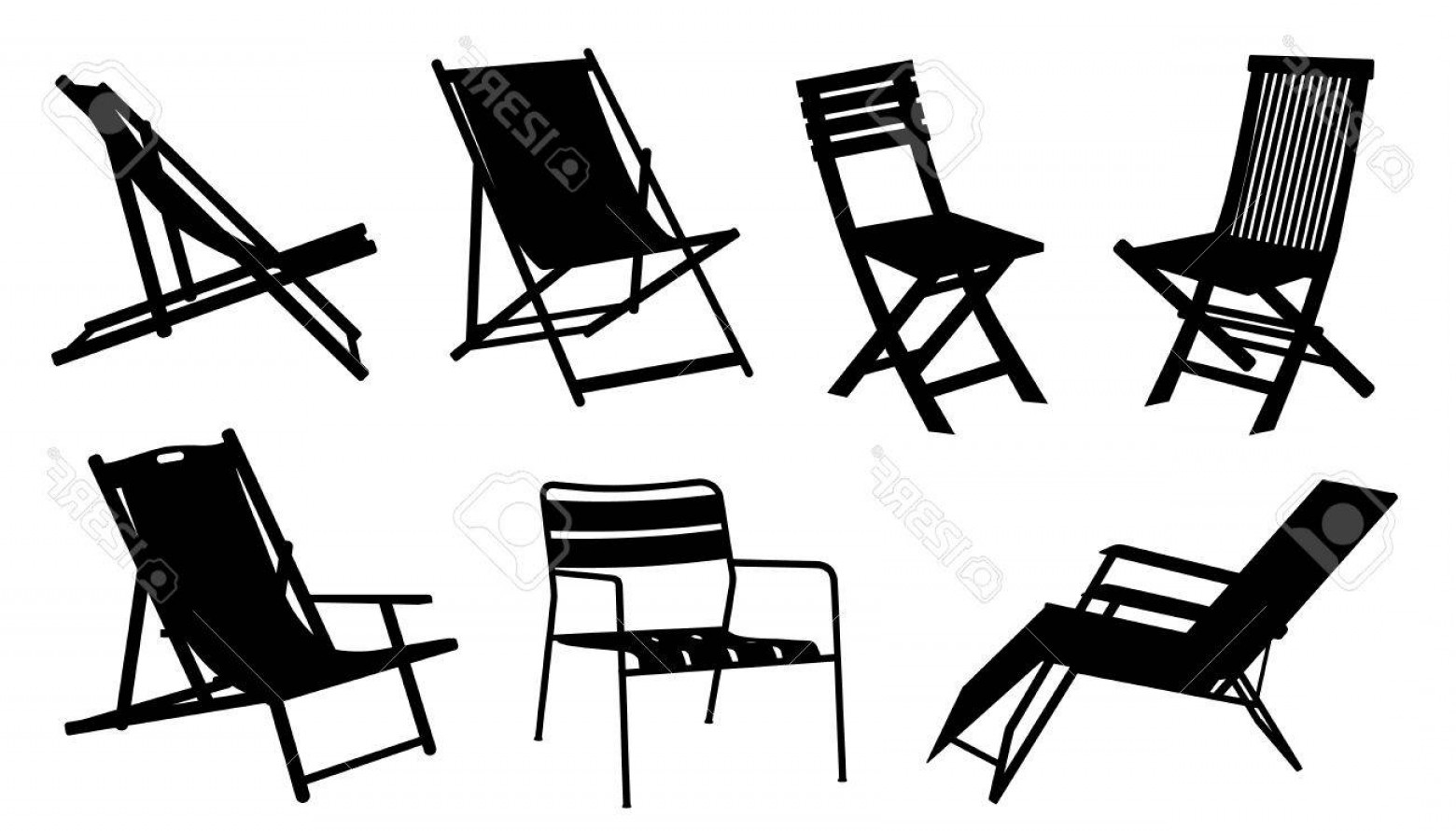 Photostock Vector Beach Chair Silhouettes On The White Background 1560x890 Photostock Vector Beach Chair Silhouettes On The White Background