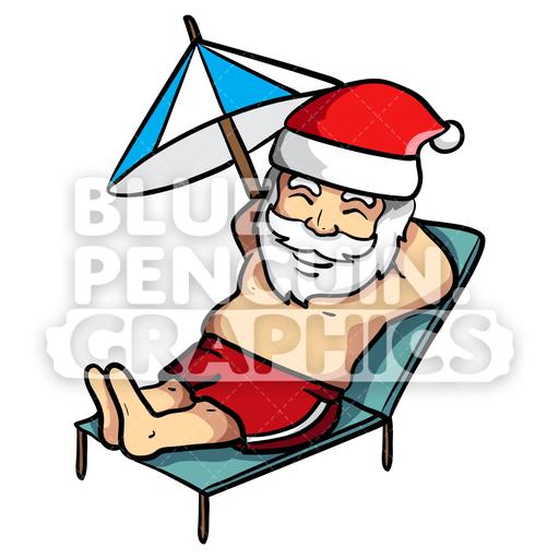 Summer Santa Sitting On A Beach Chair Vector Cartoon Clipart 512x512 Summer Santa Sitting On A Beach Chair Vector Cartoon Clipart