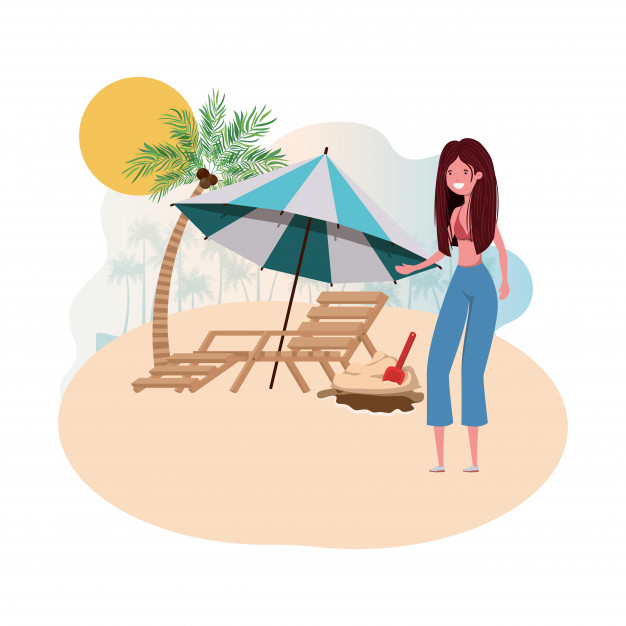 Woman On Island With Swimsuit And Beach Chair Vector Free Download 626x626 Woman On Island With Swimsuit And Beach Chair Vector Free Download