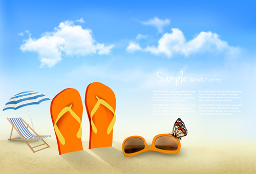500x340 Free Beach Scenes Clipart Summer Vector Vacation Background