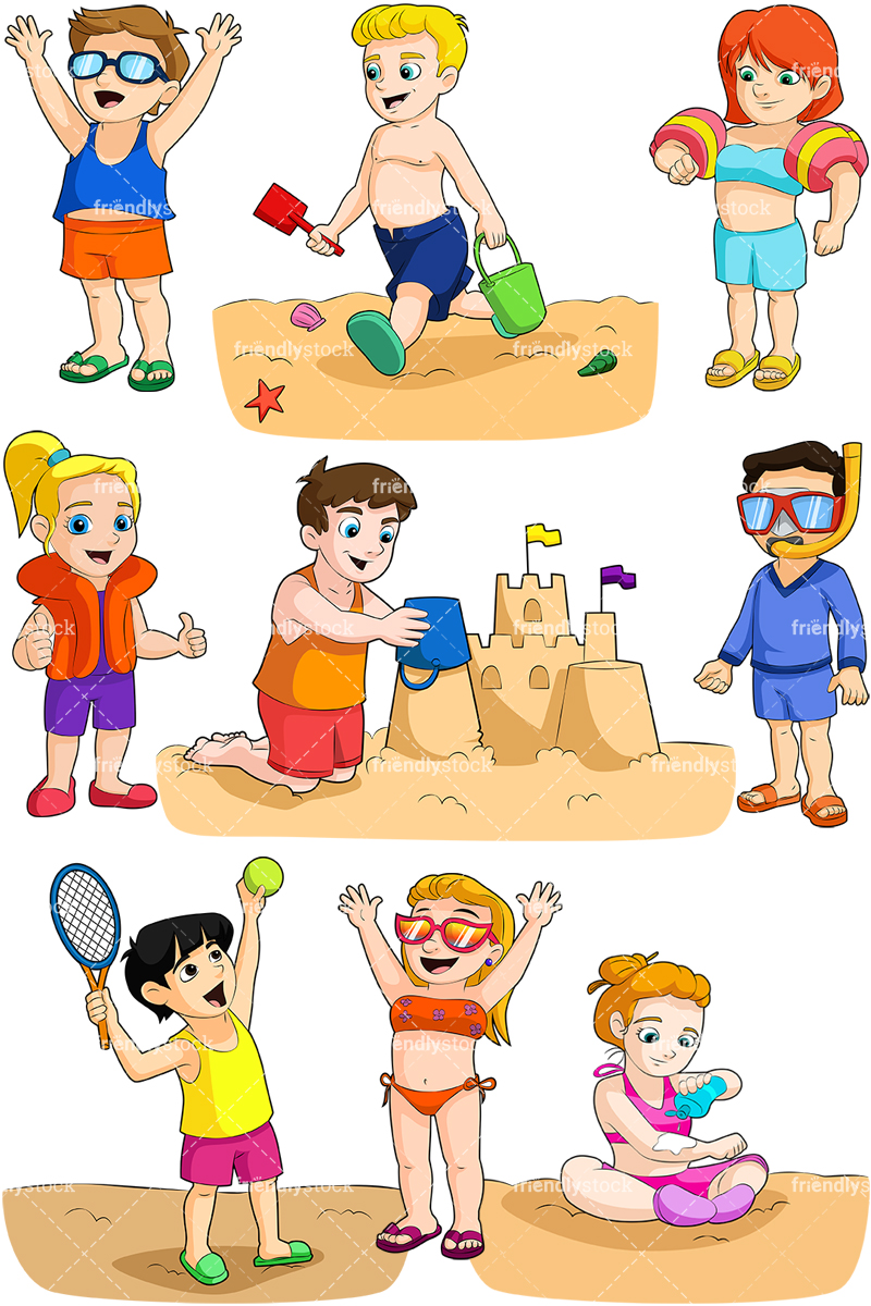 Kids At The Beach Cartoon Vector Clipart 800x1200 Kids At The Beach Cartoon Vector Clipart