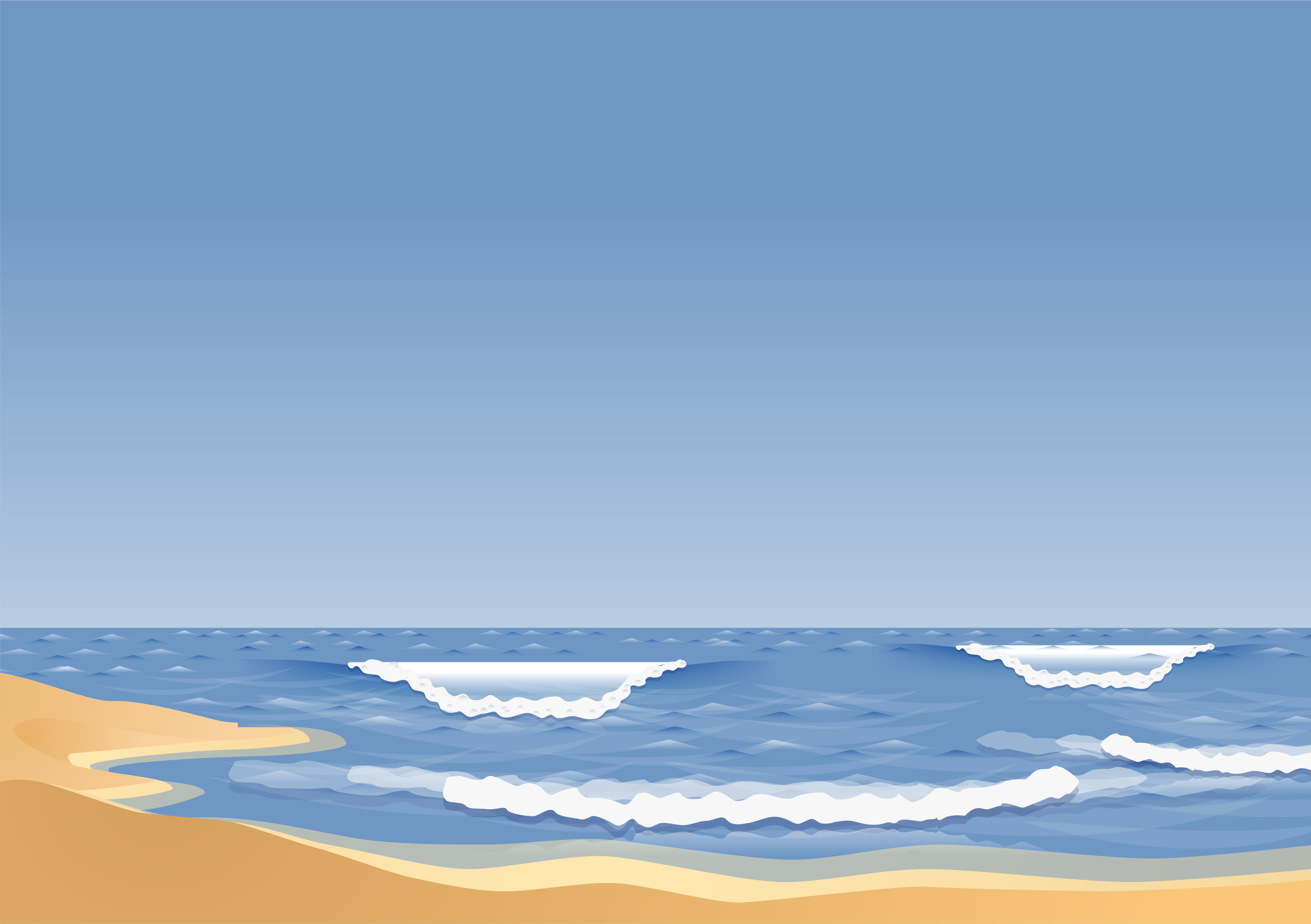 Sandy Beach With Waves Vector Clipart Image 2400x1692 Sandy Beach With Waves Vector Clipart Image