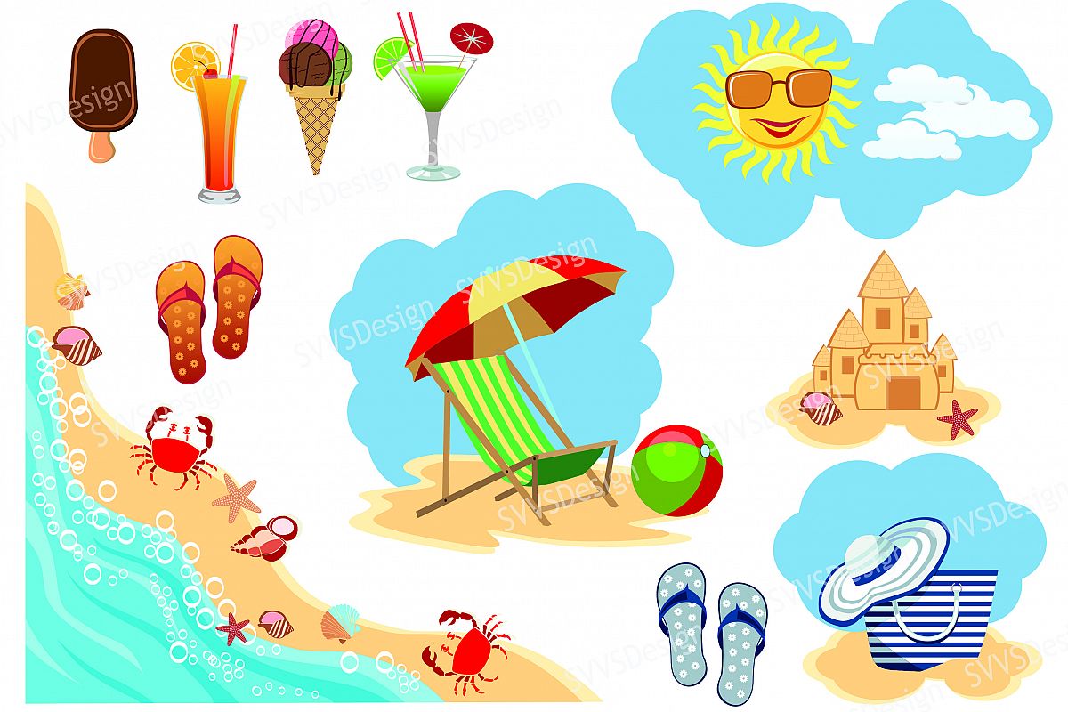 Summer Beach, Clipart, Vector, Png 1200x800 Summer Beach, Clipart, Vector, Png
