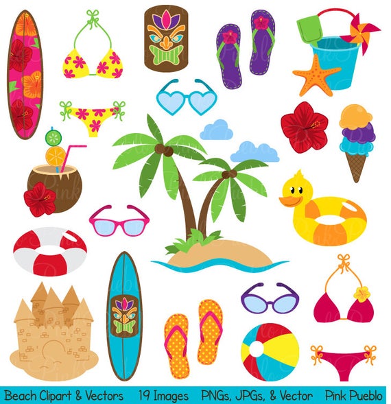 570x589 Beach Clipart Clip Art Summer Vacation Travel Clipart Clip Etsy