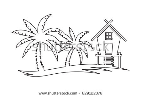 Black And White Beach House Clipart 450x312 Black And White Beach House Clipart