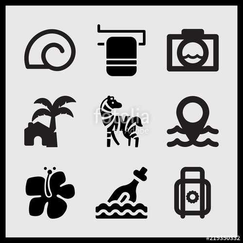 500x500 Simple Set Of Summer Related Snail Shell, Bottle, Water Camera