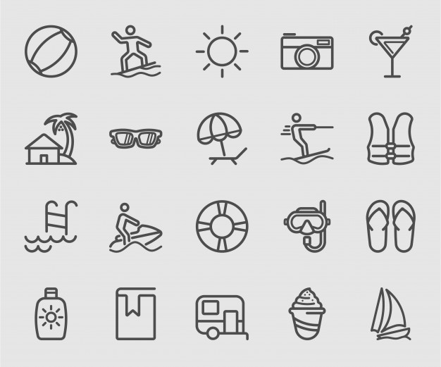 626x521 Beach And Holiday Line Icon Vector Premium Download