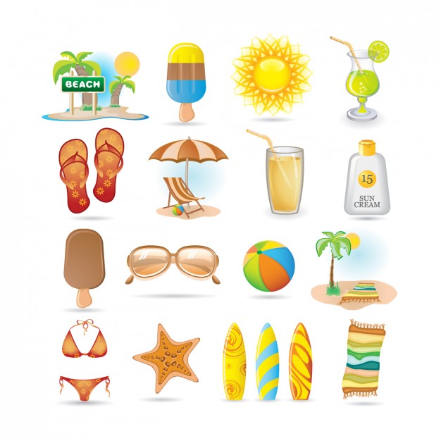 626x626 Beach Icon Collection Vector Free Download