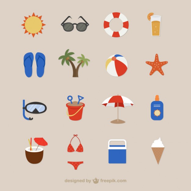 626x626 Beach Icons For Summertime Vector Free Download