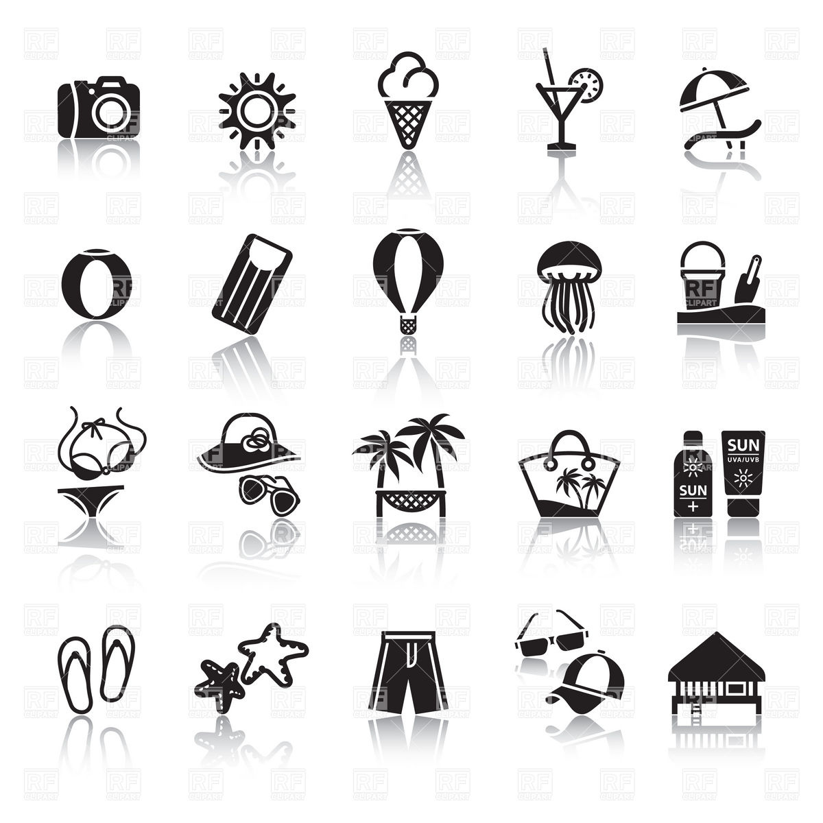 1200x1200 Seaside Resort, Rest And Beach Relaxation Icons Vector Image