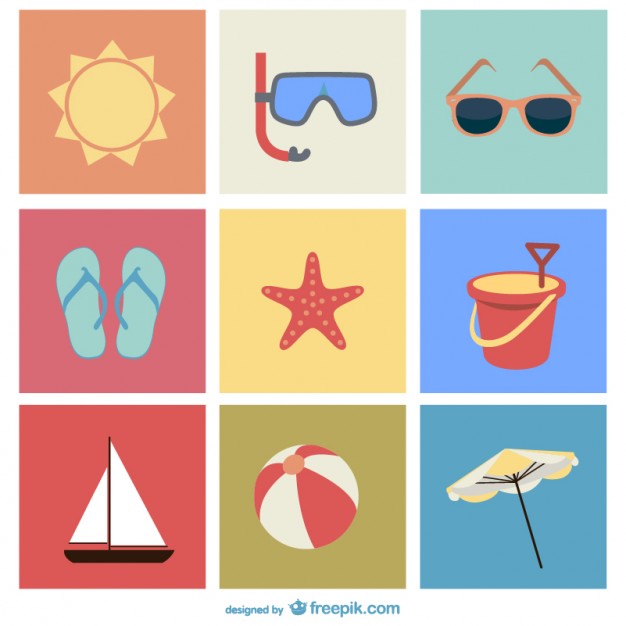 626x626 Summer Beach Icons Free Vector