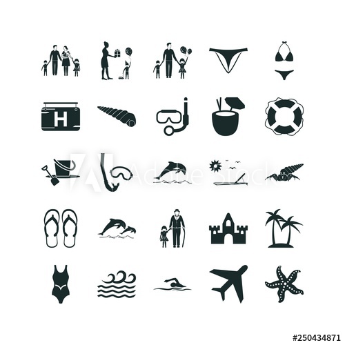 500x500 Beach Icon Set Flip Flops Icon And Dolphins Icon Vector Icons