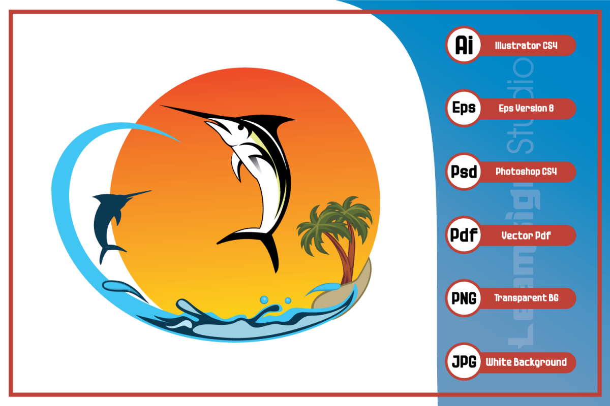1200x800 Marlin Fish And Beach Logo