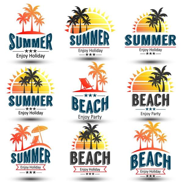 600x599 Summer Holiday With Beach Party Labels Vector Free Download