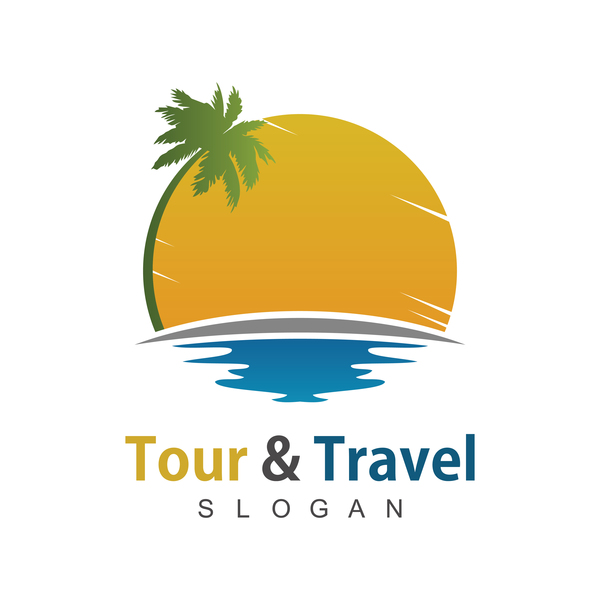 600x600 Tour With Travel Beach Logo Vector Free Download