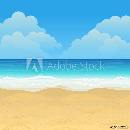 Beautiful Tropical Beach Scene, Vector Illustration 500x500 Beautiful Tropical Beach Scene, Vector Illustration