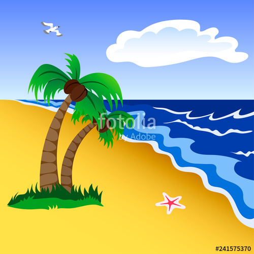 Vector Illustration Of A Tropical Beach Scene Stock Image 500x500 Vector Illustration Of A Tropical Beach Scene Stock Image