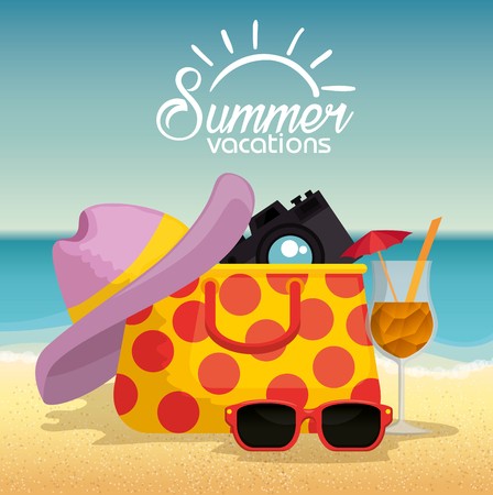 Summer Holidays Beach Scene Vector Illustration Design Royalty 448x450 Summer Holidays Beach Scene Vector Illustration Design Royalty
