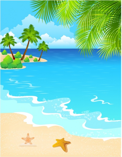 Beach Scene Free Vector In Adobe Illustrator 466x600 Beach Scene Free Vector In Adobe Illustrator