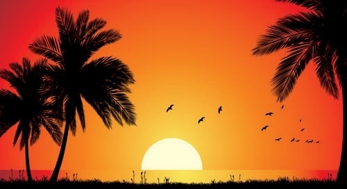 Beach Silhouette Free Vector Download 500x272 Beach Silhouette Free Vector Download