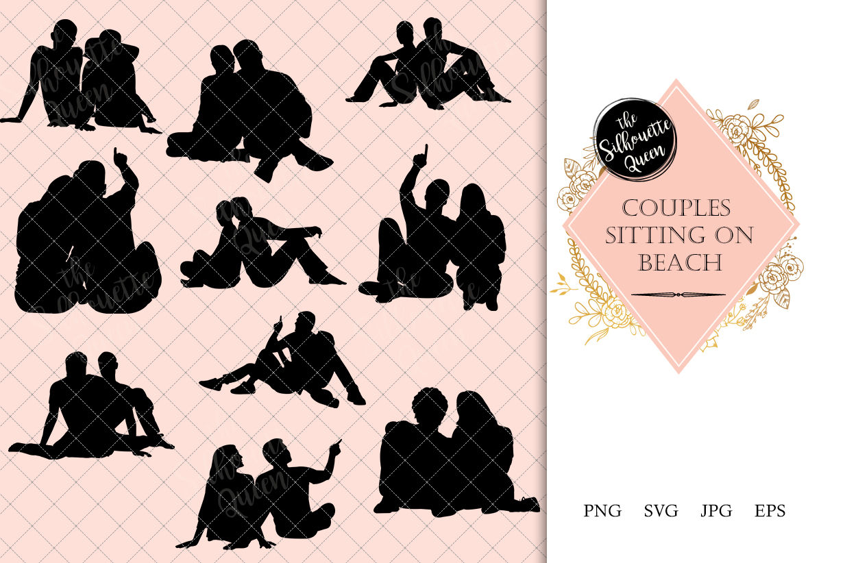 Couples Sitting On A Beach Silhouette Vector 1233x822 Couples Sitting On A Beach Silhouette Vector