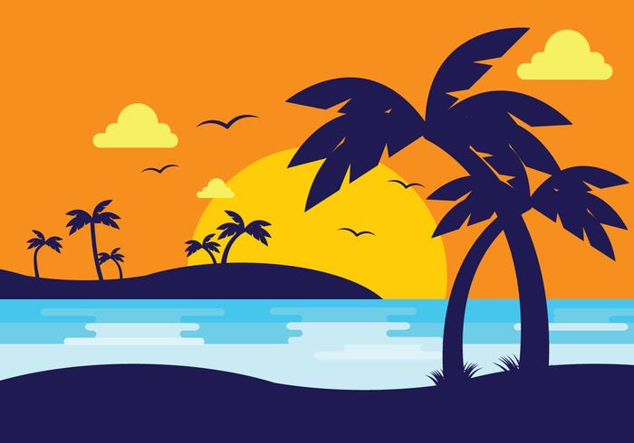 Beach Silhouette Vector at Vectorified.com | Collection of Beach ...