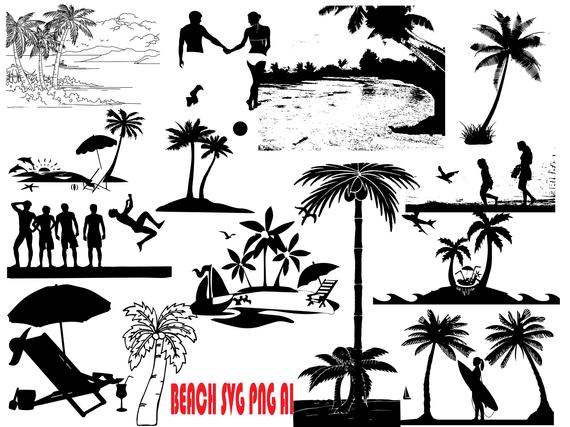 Beach Silhouette Vector At Collection Of Beach Silhouette Vector Free For 9838