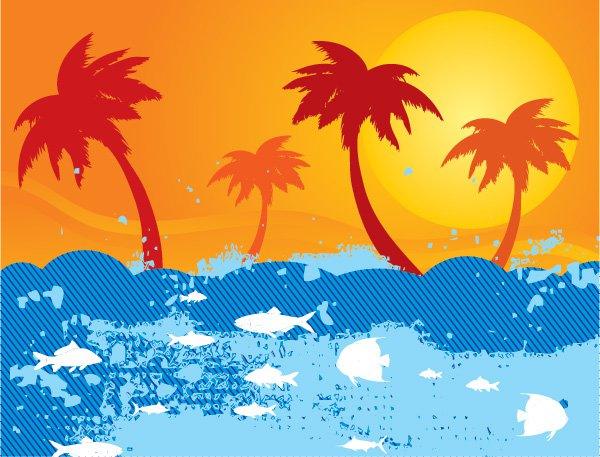 Beach Sunset Vector