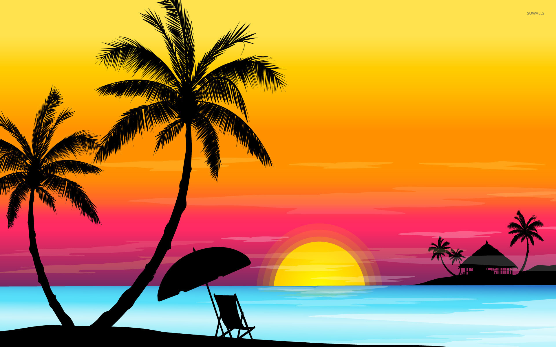 1920x1200 Beach Sunset Wallpaper