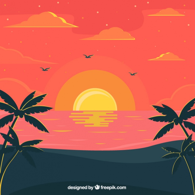 Beach Sunset Vector at Vectorified.com | Collection of Beach Sunset ...