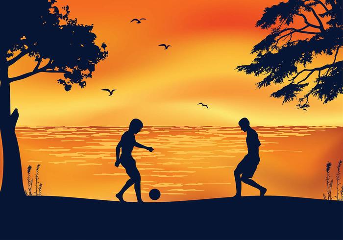 700x490 Soccer Beach Sunset Free Vector