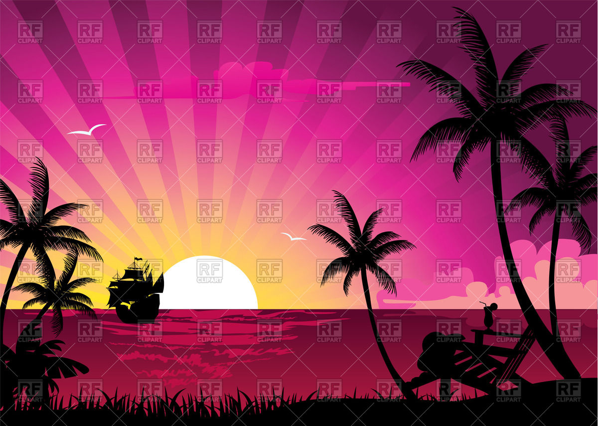 1200x855 Sunset On A Tropical Beach Vector Image Of Backgrounds, Textures