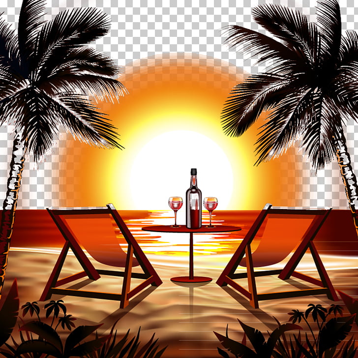 728x728 Beach Sunset Stock Photography Illustration Beach Sunset, Wine