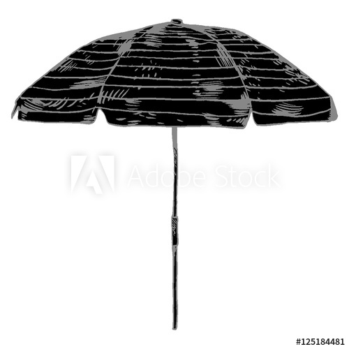 Beach Umbrella Vector Illustration Ink 500x500 Beach Umbrella Vector Illustration Ink