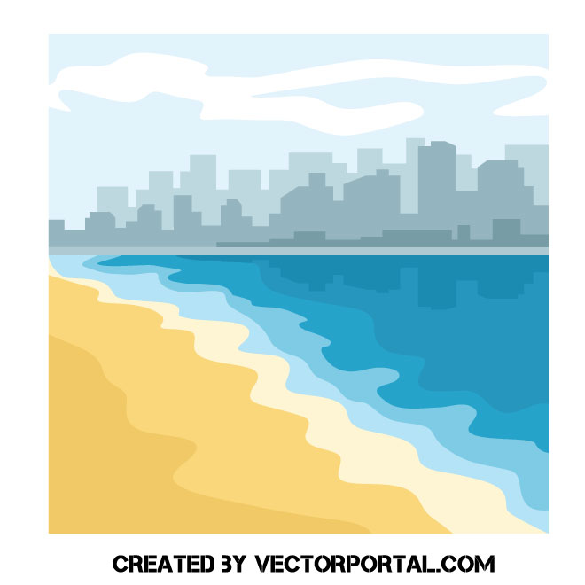 660x660 City Beach Vector Image