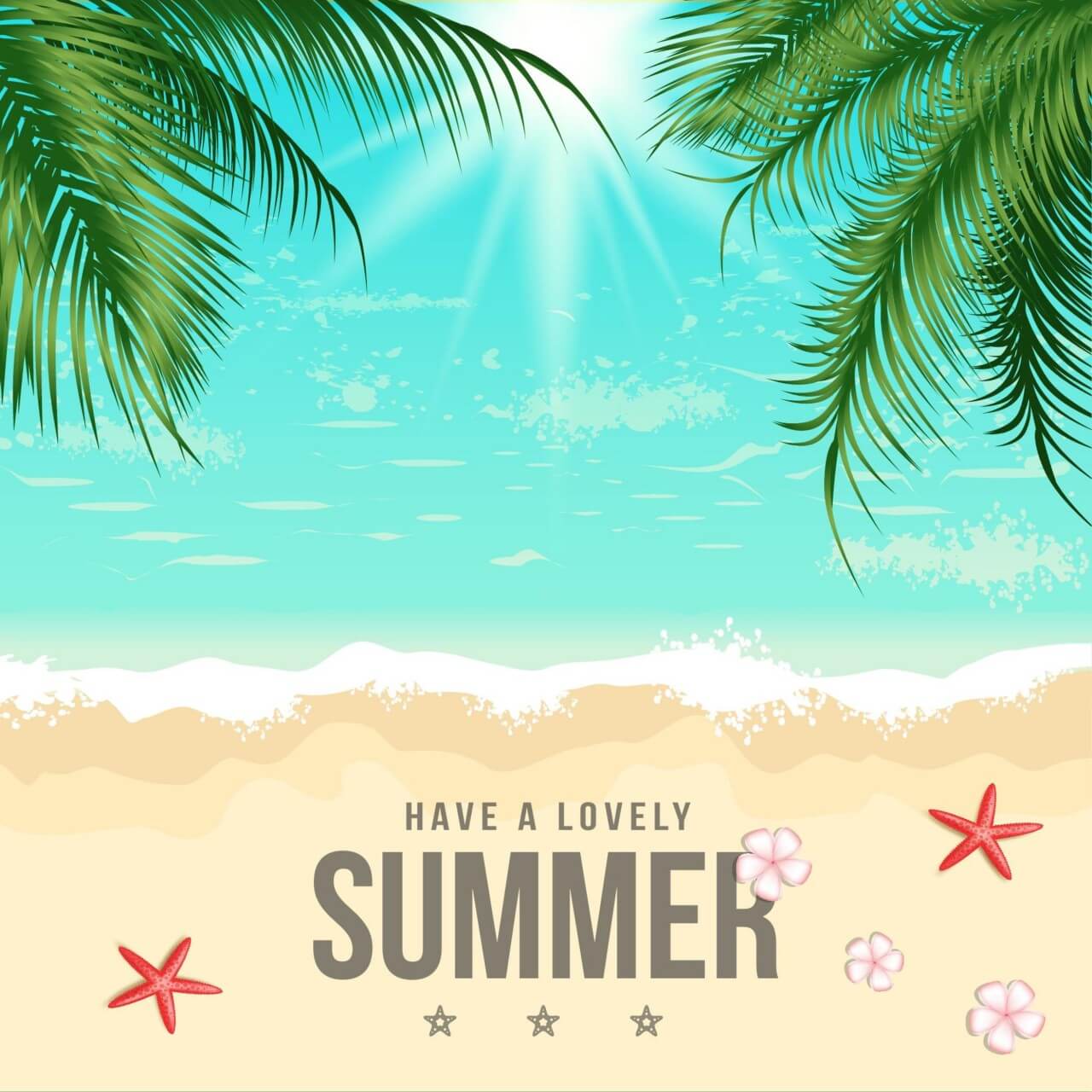 1280x1280 Free Vector Summer Beach Vector Illustration